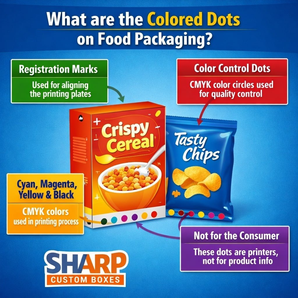 What are the colored dots on food packaging?