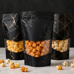 custom popcorn black bags