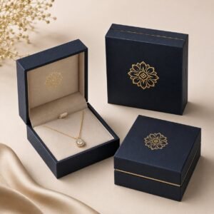 custom rigid necklace boxes gold foil logo printing